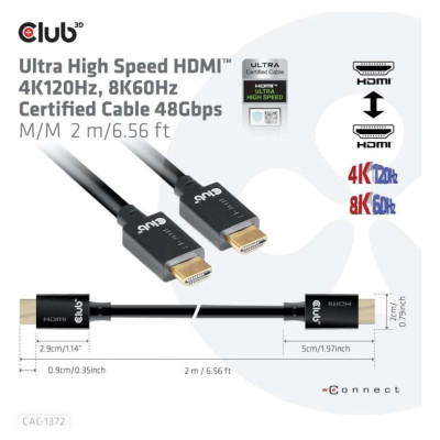 Club3D CABLE HDMI TO HDMI 2M/M/M CAC-1372 CLUB3D