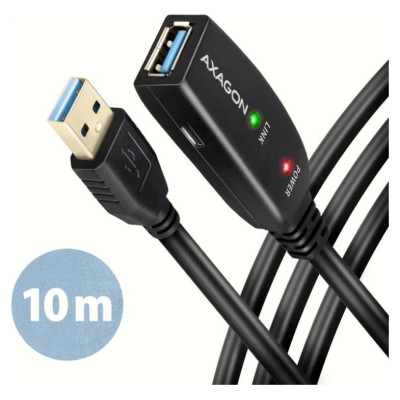 Axagon Active extension USB 3.2 Gen 1 A-M > A-F cable, 10 m long. Power supply option.