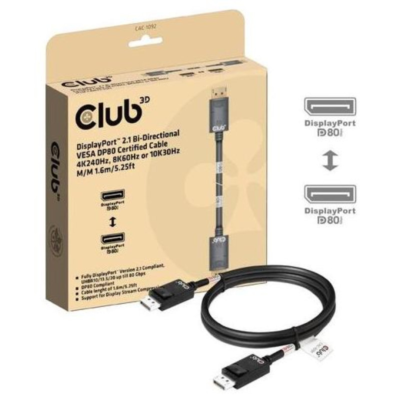 Club3D CABLE DP TO DP 1.6M/M/M CAC-1092 CLUB3D