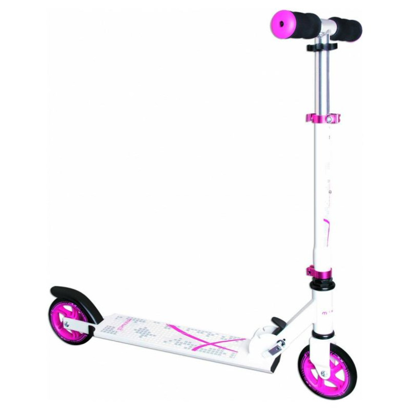 Muuwmi Aluminium Scooter skrejritenis 125 mm, balts/rozā - AU 347