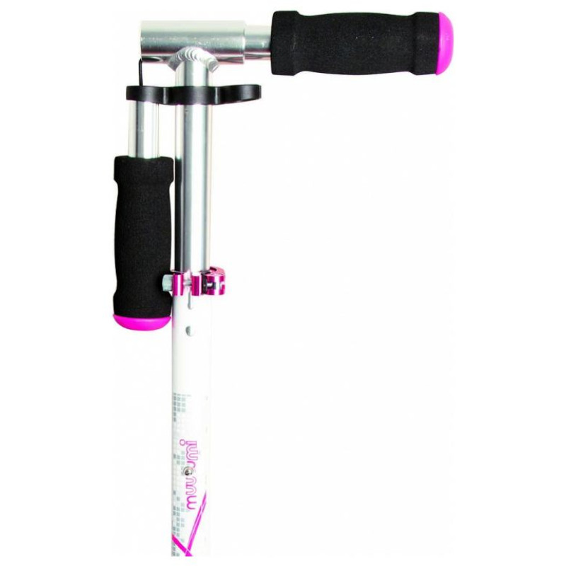 Muuwmi Aluminium Scooter skrejritenis 125 mm, balts/rozā - AU 347