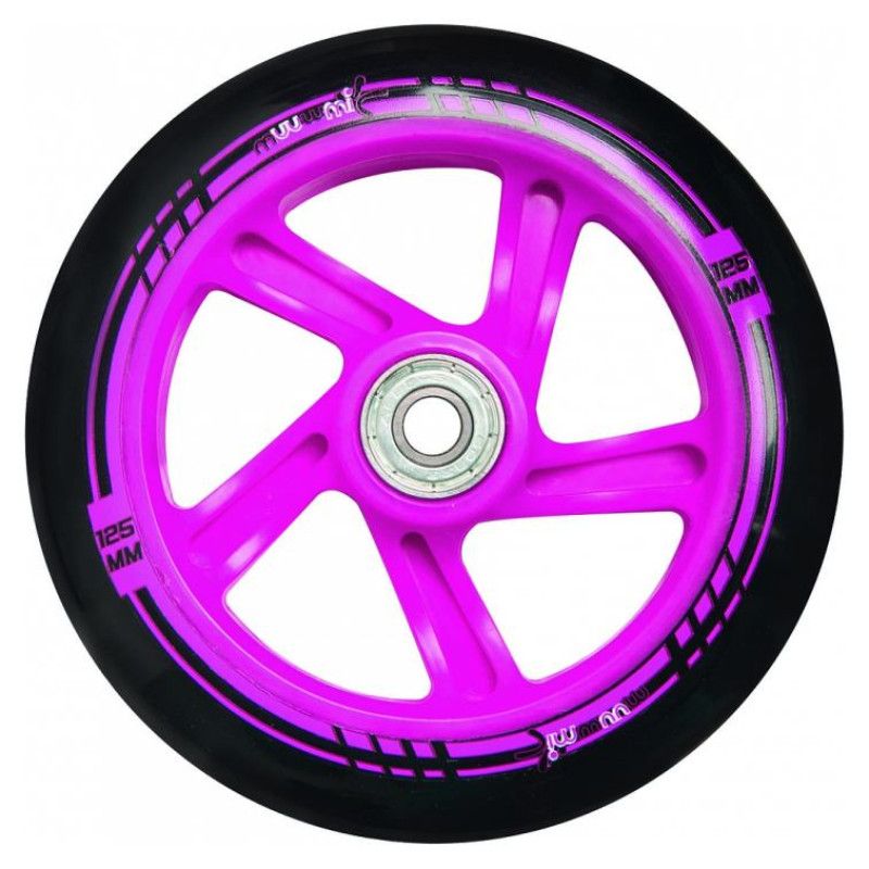 Muuwmi Aluminium Scooter skrejritenis 125 mm, balts/rozā - AU 347