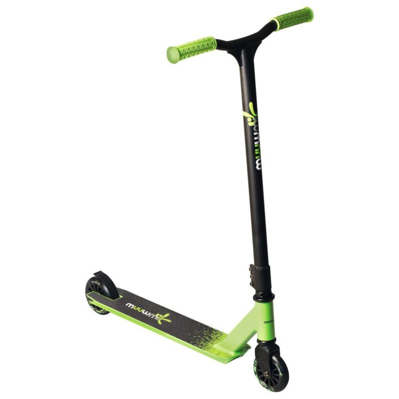 Muuwmi Stuntscooter skrejritenis 100 mm, melns/zaļ&scaron; - AU 399