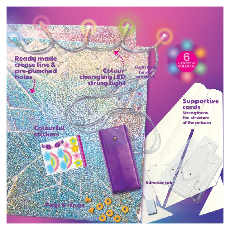 4M KidzMaker DIY komplekts Hologrāfiskais origami vienradzis ar gaismiņām