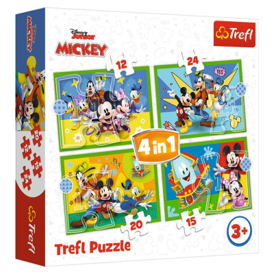 Trefl MICKEY MOUSE Pužļu komplekts 4 in1, 12+15+20+24 gab.