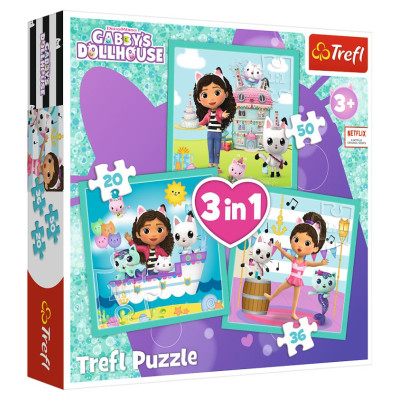 Trefl GABBY&acute;S DOLLHOUSE Pužļu komplekts 3in1