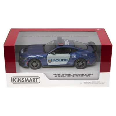 Kinsmart Miniatūrais modelis 2024 Ford Mustang Dark Horse (Police/Firefighter), scale 1:38