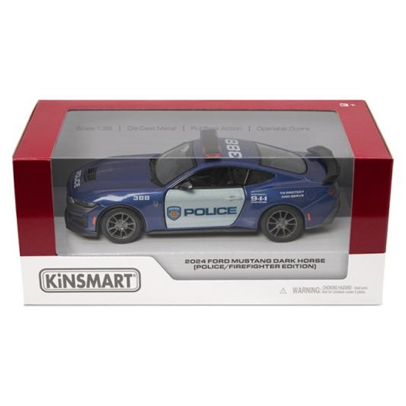 Kinsmart Miniatūrais modelis 2024 Ford Mustang Dark Horse (Police/Firefighter), scale 1:38