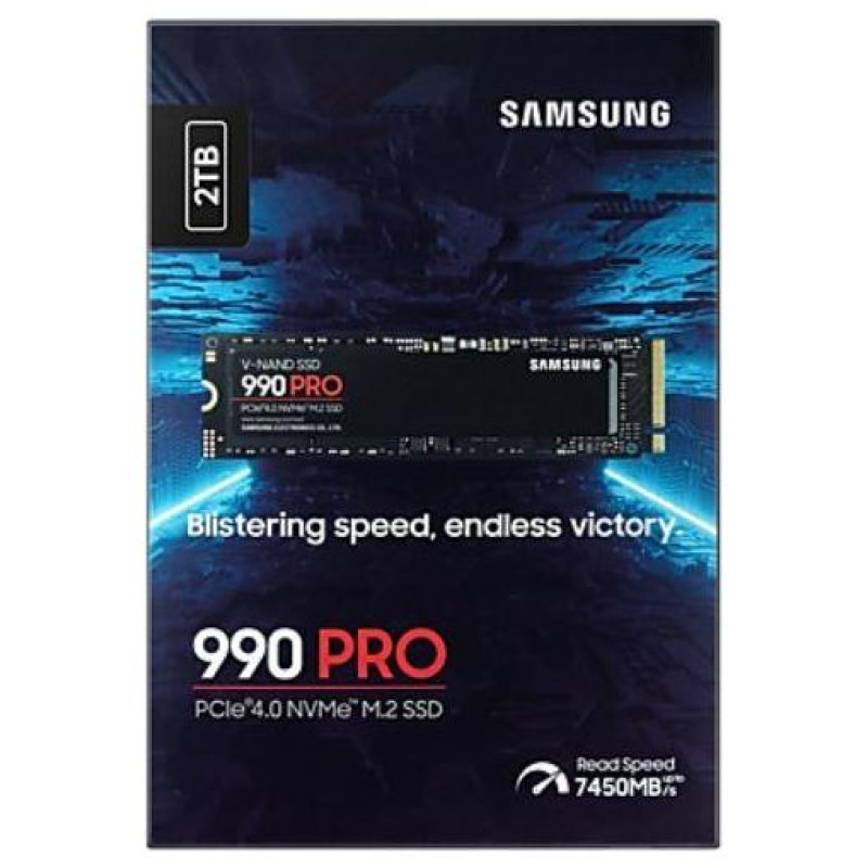 Samsung SSD|SAMSUNG|990 PRO|2TB|M.2|PCIE|NVMe|MLC|Write speed 6900 MBytes/sec|Read speed 7450 MBytes/sec|2.3mm|TBW 1200 TB|MTBF 1500000 hours|MZ-V9P2T0BW