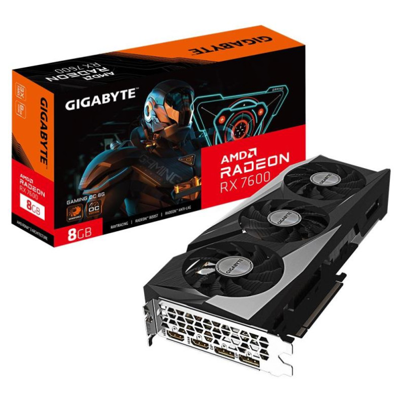 Gigabyte Graphics Card|GIGABYTE|AMD Radeon RX 7600|8 GB|GDDR6|128 bit|PCIE 4.0 16x|2xHDMI|2xDisplayPort|GV-R76GAMINGOC-8GD1.1