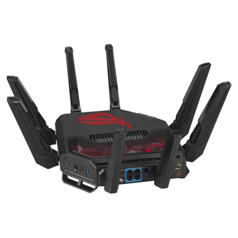 Asus Wireless Router|ASUS|Wireless Router|19000 Mbps|Wi-Fi 6|Wi-Fi 7|IEEE 802.11a|IEEE 802.11b|IEEE 802.11g|IEEE 802.11n|IEEE 802.11ac|IEEE 802.11ax|USB 2.0|USB 3.2|1x10/100/1000M|1x2.5GbE|1x10GbE|Number of antennas 8|GT-BE19000