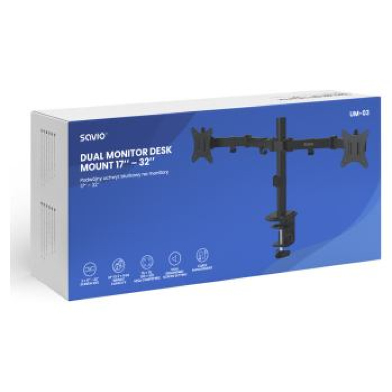 Savio Monitora stiprinājums Savio  17" - 32" Dual monitor desk mount