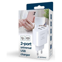 Gembird CHARGER USB UNIVERSAL WHITE/2P TA-UC-2A12-01 GEMBIRD
