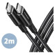 Axagon CABLE USB-C TO USB-C 2M 60W/HQ BLACK BUCM-CM20AB AXAGON