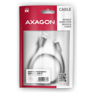 Axagon Data and charging USB 3.2 Gen1 cable lengh 1.5 m. 3A. Black braided.