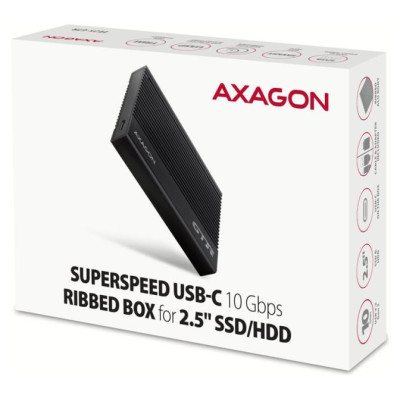 Axagon EE25-GTR USB-C 3.2 Gen 2 - SATA 6G, 2.5" External RIBBED box BLACK