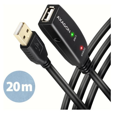 Axagon ADR-220 Active extension USB 2.0 A-M > A-F cable, 20 m long. Power supply option.