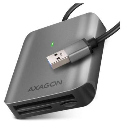 Axagon Aluminum high-speed USB-A 3.2 Gen 1 memory card reader. 3 slots, UHS-II.