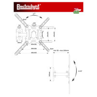 Electriclight TV stiprinājums pie sienas 66-140cm, melns - KB-01-85