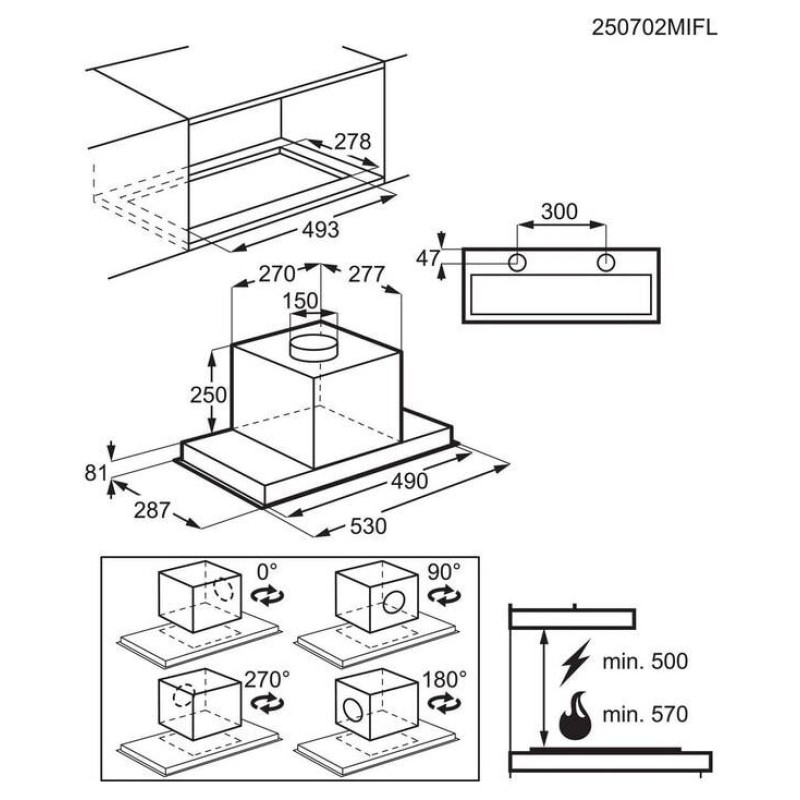 Electrolux tvaika nosūcējs, 54cm - CFG526R