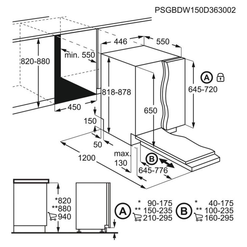 Electrolux trauku mazgājamā ma&scaron;īna (iebūv.), balta, 45 cm - EEG62300L