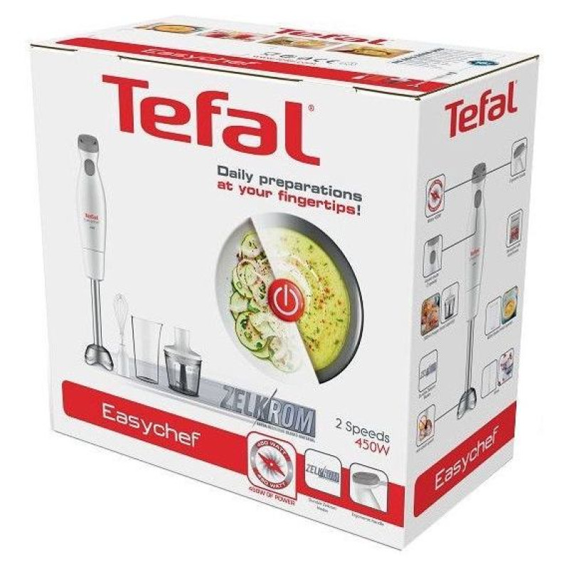 Tefal Rokas blenderis Tefal Easychef 3in1, 450W, balts/nerūsējo&scaron;ais tērauds - HB453138