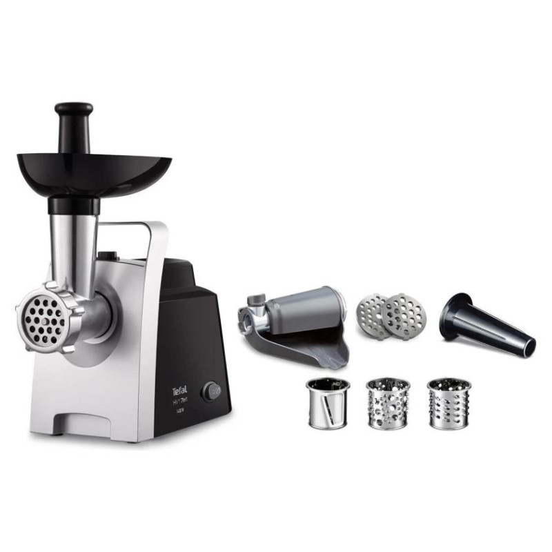 Tefal gaļas ma&scaron;īna,1400W, līdz 1,7 kg/min,melna-sudraba - NE1098