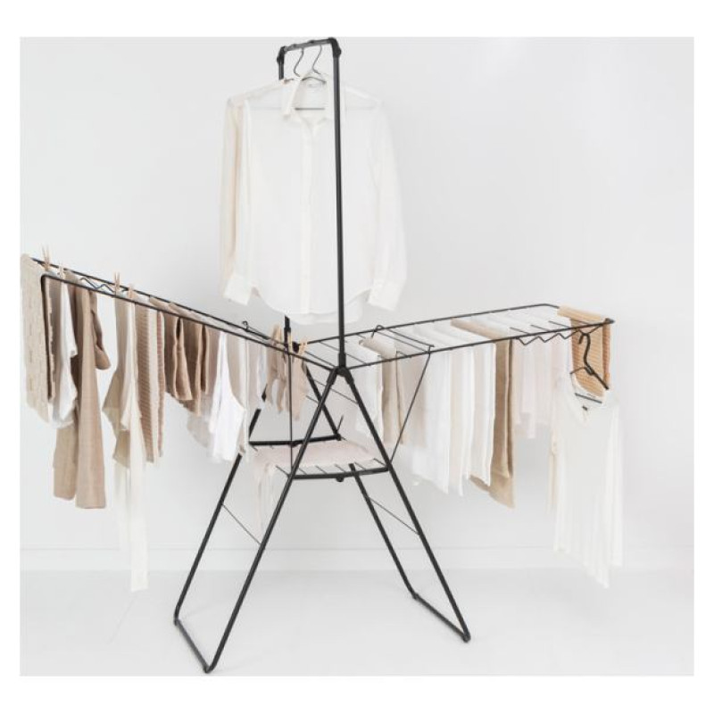 Brabantia HangOn veļas žāvētājs + pakaramais, 25m, Matt Black - 403521