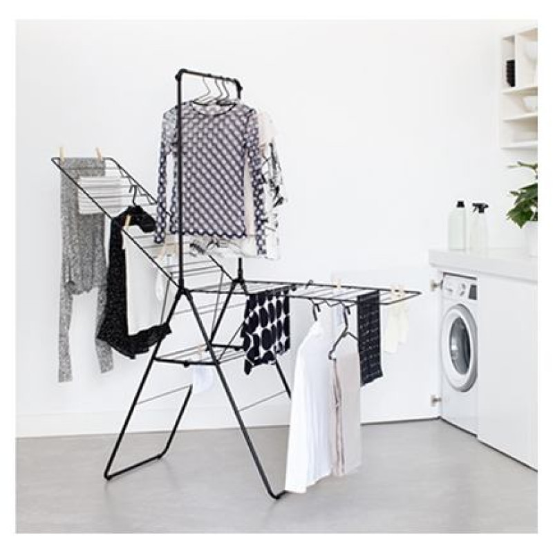Brabantia HangOn veļas žāvētājs + pakaramais, 25m, Matt Black - 403521