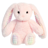 Aurora Plush AURORA Rainbow Gingham Bunnies Plīša rozā trusis, 18 cm