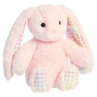 Aurora Plush AURORA Rainbow Gingham Bunnies Plīša rozā trusis, 18 cm