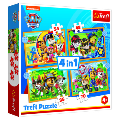 Trefl PAW PATROL Pužļu komplekts 4in1 Ķepa Patruļa