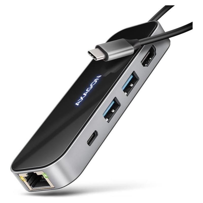 Axagon HMC-6GLN 2x USB-A 5Gbps, 1x USB-C 5Gbps, 4K/60Hz HDMI, RJ-45, USB 3.2 Gen 1 hub, PD 100W, 20cm USB-C cable