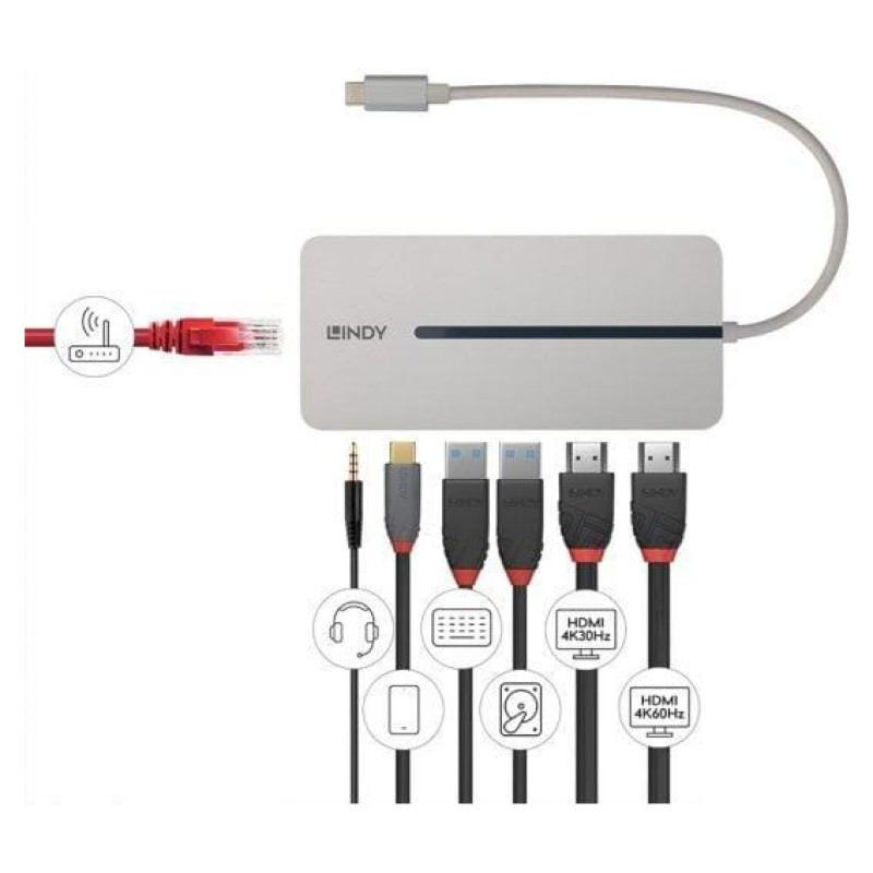 Lindy I/O DOCKING STATION USB-C/MINI DUAL 4K 43360 LINDY