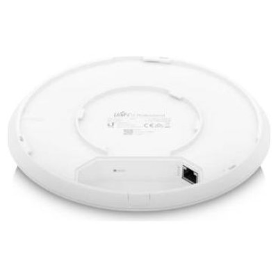 Ubiquiti U6 Pro; WiFi 6; 6 spatial streams; 140 m&sup2; (1,500 ft&sup2;) coverage; 350+ connected devices; Powered using PoE; GbE uplink.