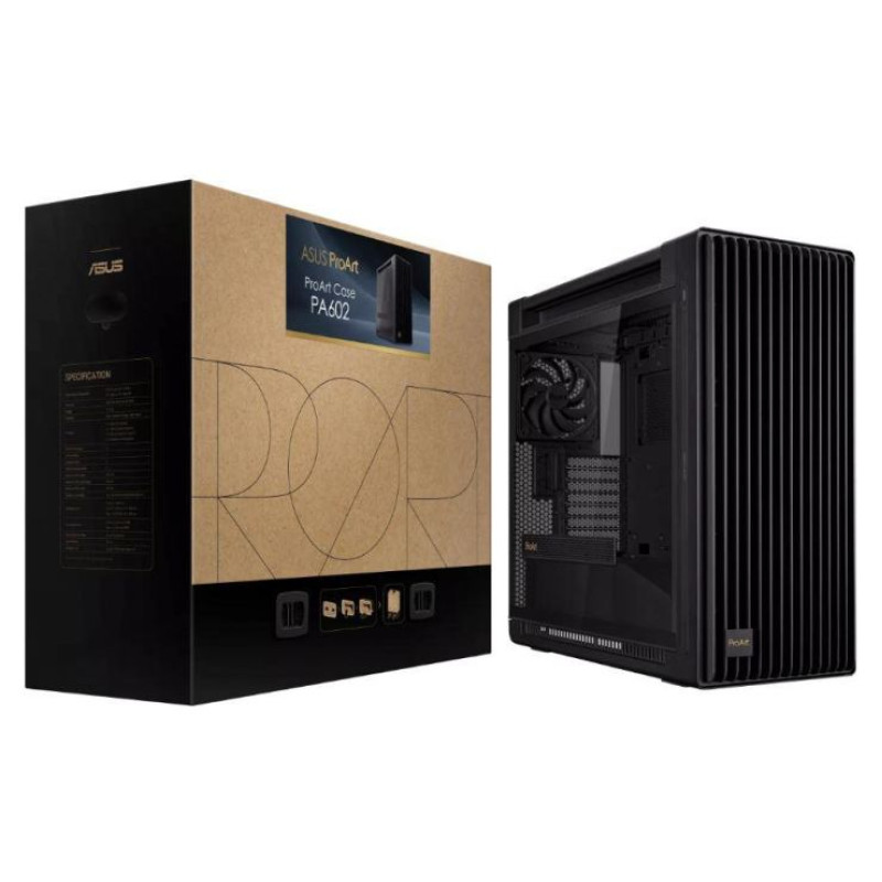 Asus Case|ASUS|PA602|MidiTower|Case product features Transparent panel|Not included|ATX|EATX|MicroATX|MiniDTX|MiniITX|Colour Black|PROARTPA602TGARGBBLK