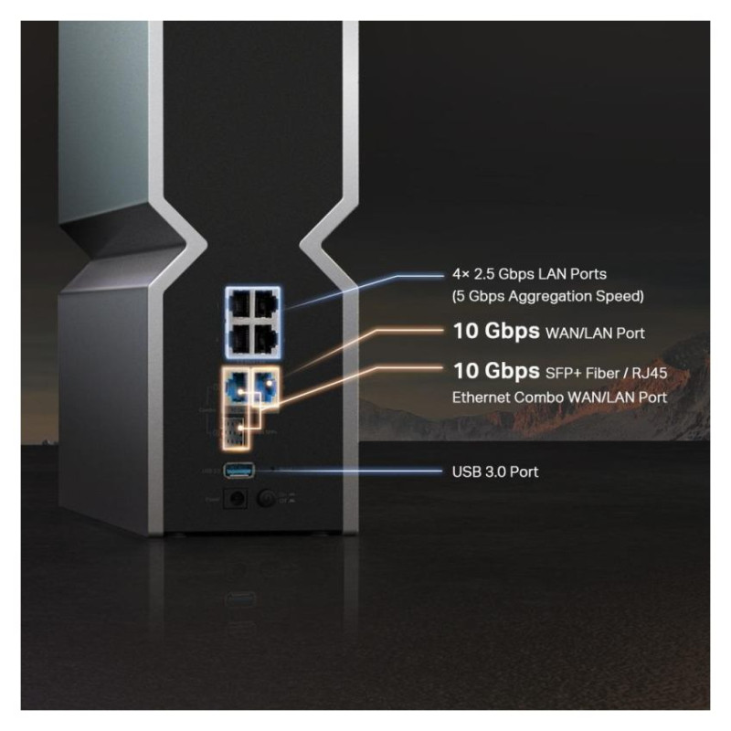 Tp-Link Wireless Router|TP-LINK|Wireless Router|19000 Mbps|Mesh|Wi-Fi 7|USB 3.0|4x2.5GbE|2x10GbE|LAN \ WAN ports 2|Number of antennas 8|ARCHERBE800