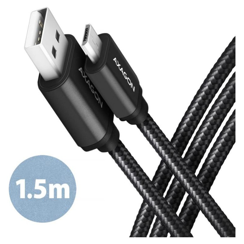 Axagon CABLE USB2.0 TO MICRO-USB 1.5M/HQ BLK BUMM-AM15AB AXAGON