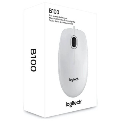 Logitech B100 Corded Mouse - WHITE - USB - B2B