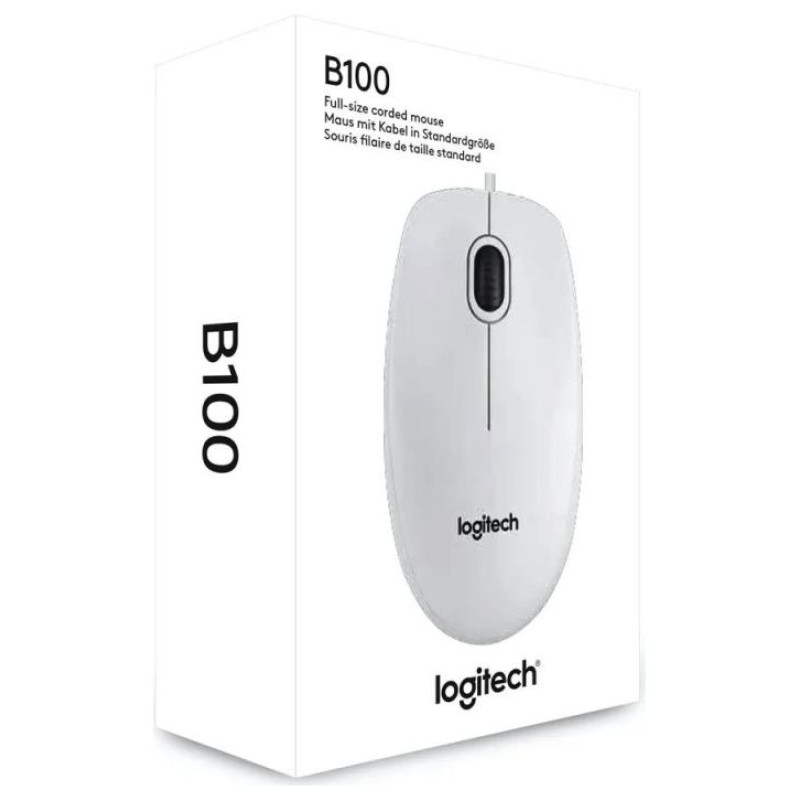 Logitech B100 Corded Mouse - WHITE - USB - B2B
