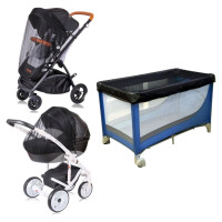 Probaby Moskītu tīkls melns XXL ratiņiem/ceļojumu gultai (melns)