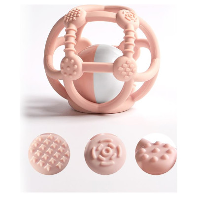 Kidsme silikona zobgrauznis bumba, rozā - 9672LA