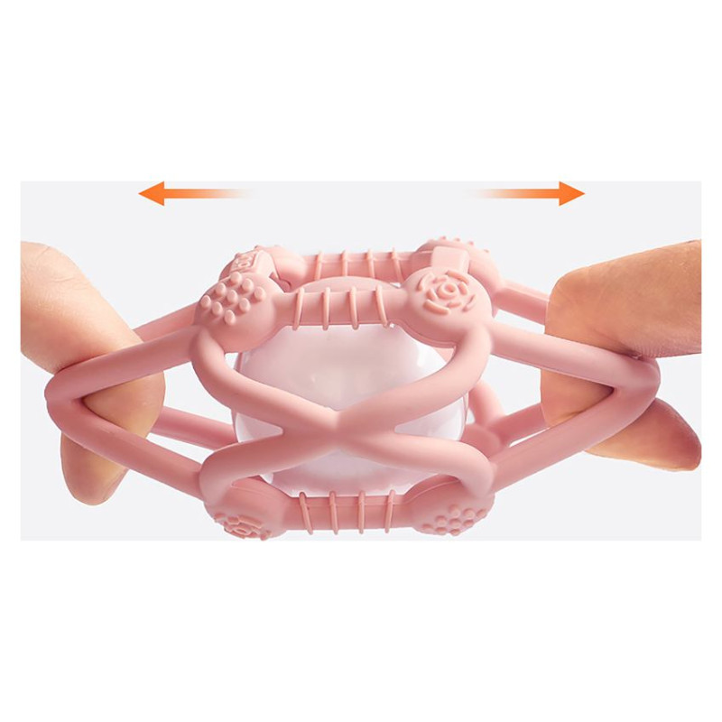 Kidsme silikona zobgrauznis bumba, rozā - 9672LA