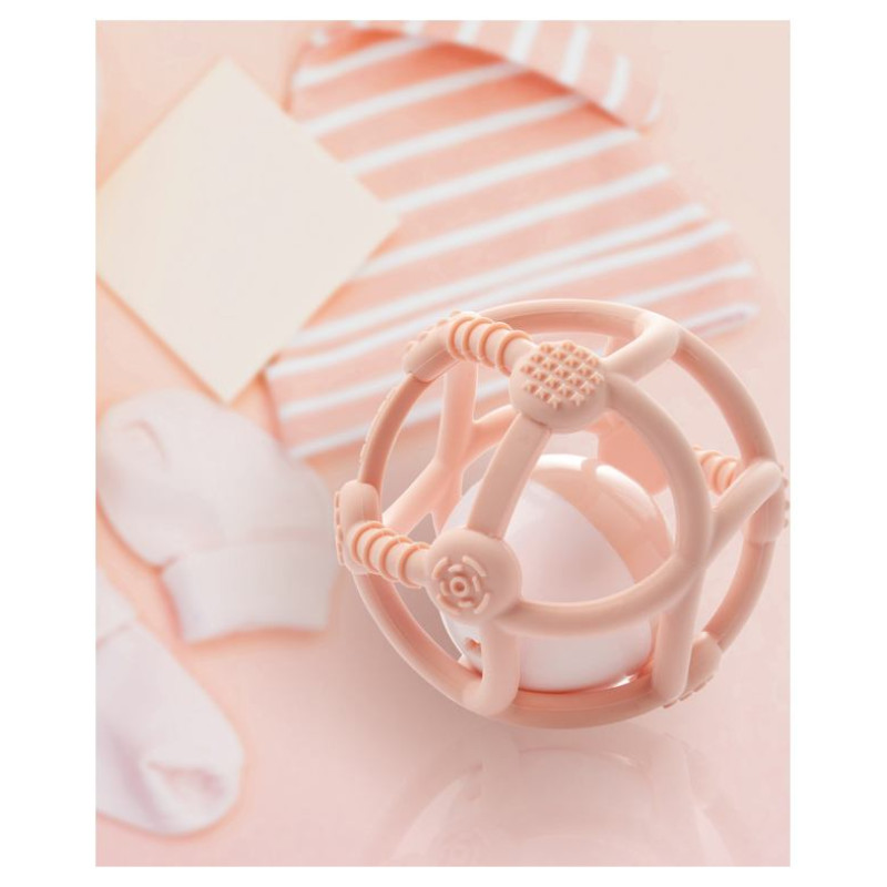 Kidsme silikona zobgrauznis bumba, rozā - 9672LA