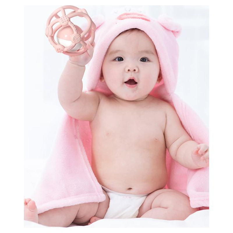 Kidsme silikona zobgrauznis bumba, rozā - 9672LA