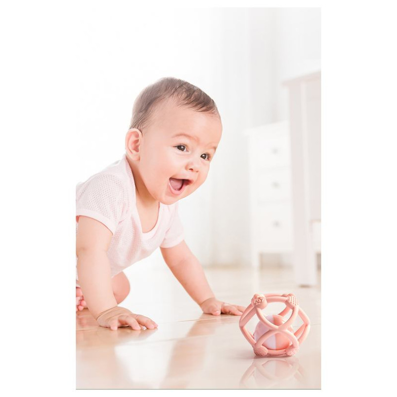 Kidsme silikona zobgrauznis bumba, rozā - 9672LA