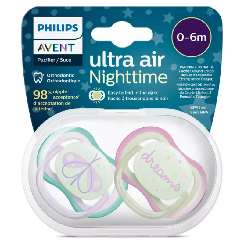 Philips Avent māneklītis Ultra Air Night, 0-6M, (2gab), meitenēm - SCF376/19