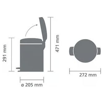 Brabantia atkritumu tvertne ar pedāli NewIcon, 5 l, Brilliant Steel - 112621