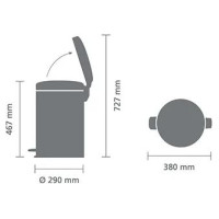 Brabantia atkritumu tvertne ar pedāli NewIcon, 20 l, Matt Black - 114106