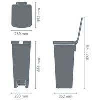 Brabantia atkritumu tvertne StepUp ar pedāli, 40l, Light Grey - 800009